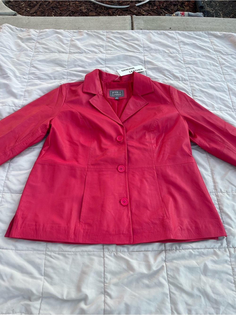 Jessica London Bright Pink Leather Blazer